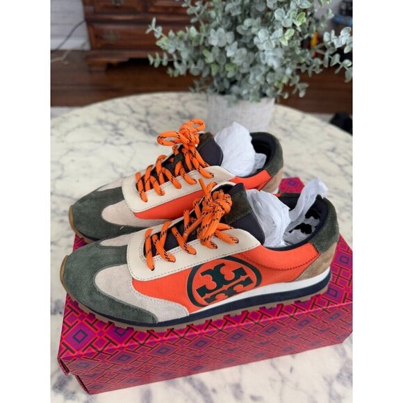 Tory Burch Kolaalce CalCare Annie Nylon Lace-Up Runner Sneakers Womens Size 7 - Picture 1 of 6